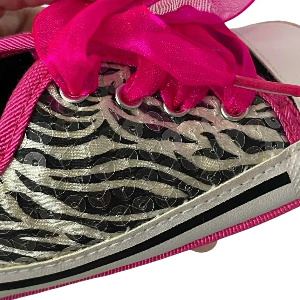 Zebra Sequin Hot Pink Baby Shoes Sz 9-12mo